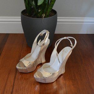 Alice + Olivia Gold Wedges